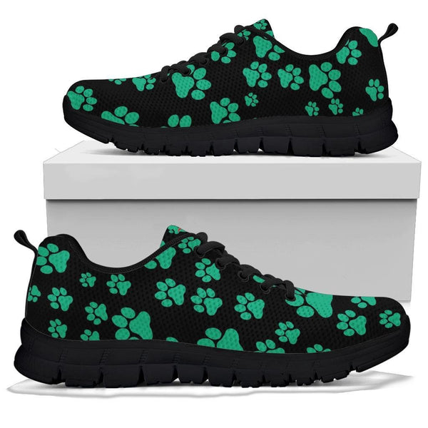 Pawprints Pattern Teal - Women's Sneakers-Sneakers-I love Veterinary