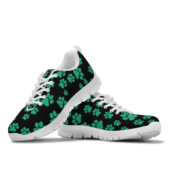 Pawprints Pattern Teal - Women's Sneakers-Sneakers-I love Veterinary