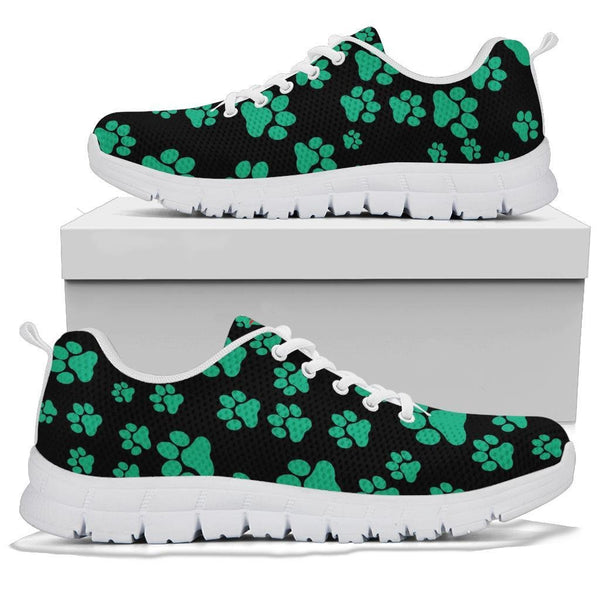 Pawprints Pattern Teal - Women's Sneakers-Sneakers-I love Veterinary