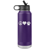 Peace, love, animals Water Bottle Tumbler 32 oz-Water Bottle Tumbler-I love Veterinary
