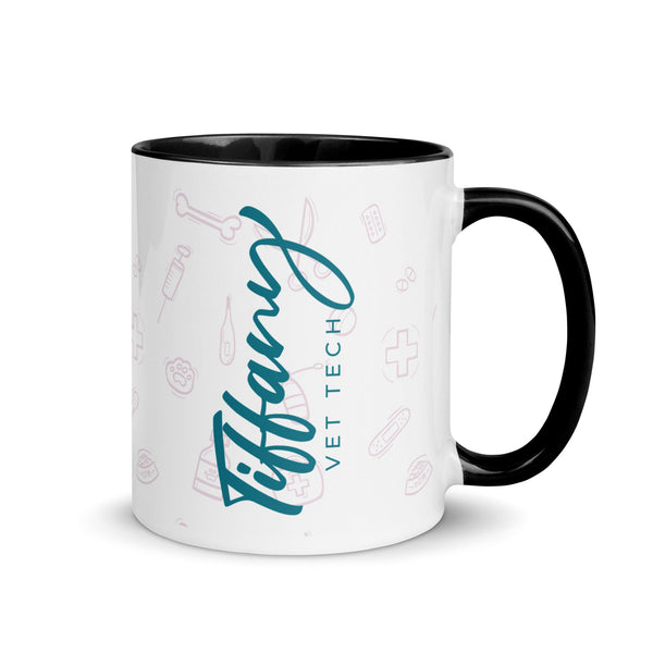 Personalizable Mug with Color Inside-White Ceramic Mug with Color Inside-I love Veterinary