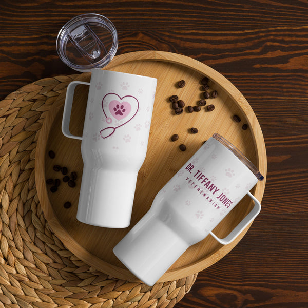 Personalized Travel mug with a handle-Travel Mug with a Handle-I love Veterinary