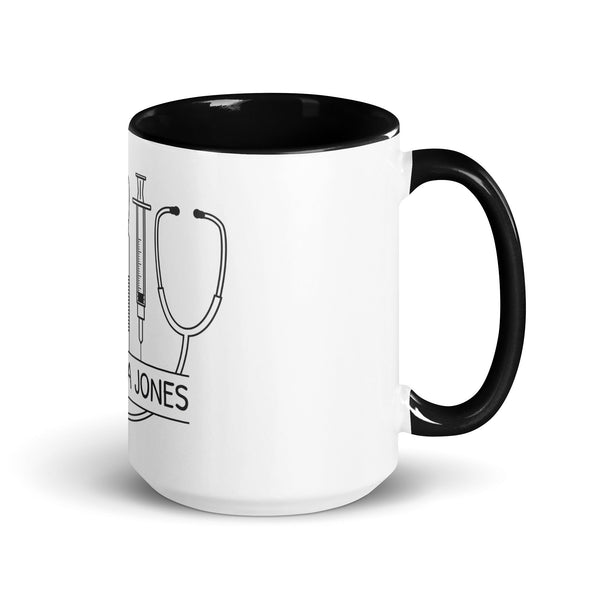 Personalized with name and instruments Mug with Color Inside-White Ceramic Mug with Color Inside-I love Veterinary