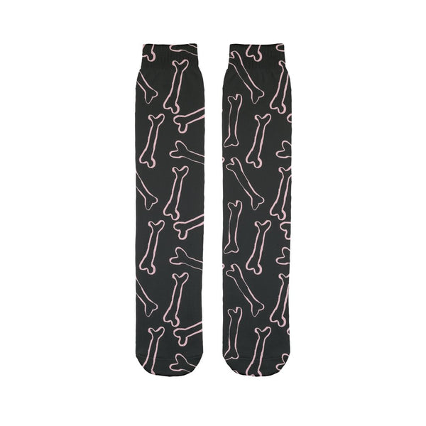 Pink bones black pattern Sublimation Tube Sock-Sublimation Sock-I love Veterinary