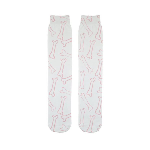 Pink bones white pattern Sublimation Tube Sock-Sublimation Sock-I love Veterinary
