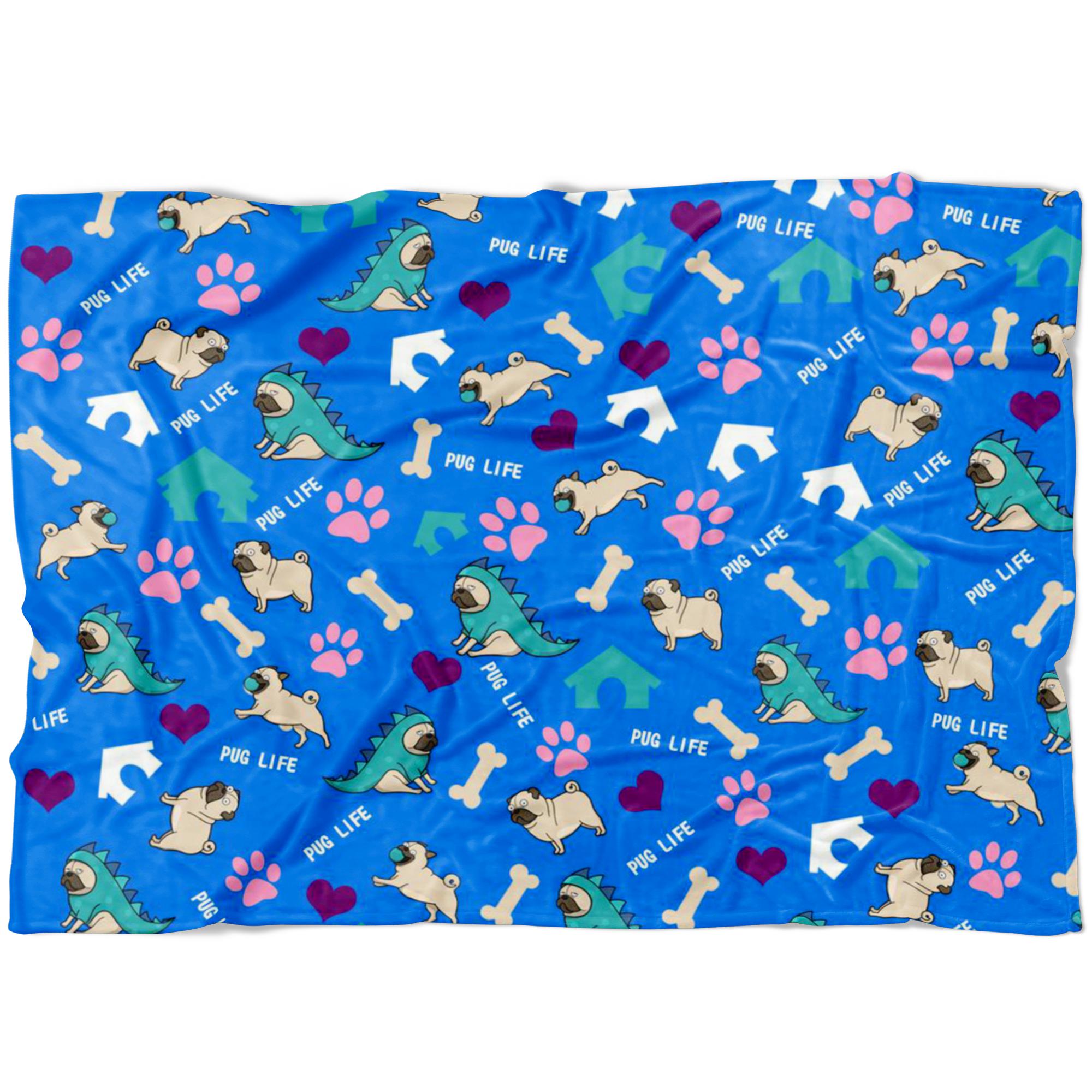 Pug fleece outlet blanket