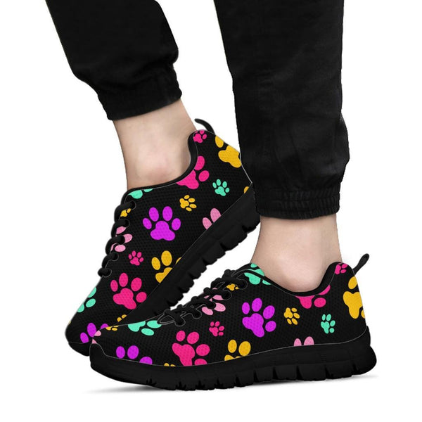 Rainbow Paw Prints - Women's Sneakers-Sneakers-I love Veterinary