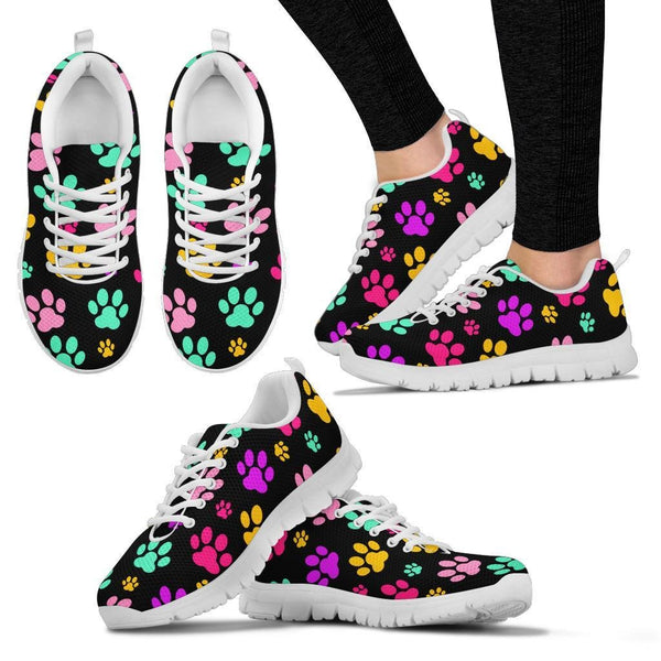Rainbow Paw Prints - Women's Sneakers-Sneakers-I love Veterinary