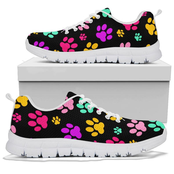 Rainbow Paw Prints - Women's Sneakers-Sneakers-I love Veterinary
