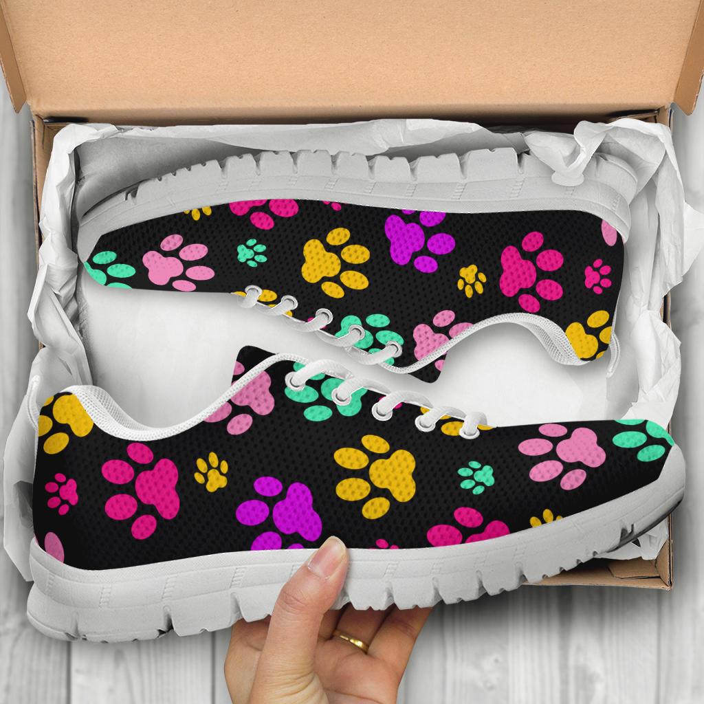 Rainbow Paw Prints - Women's Sneakers-Sneakers-I love Veterinary
