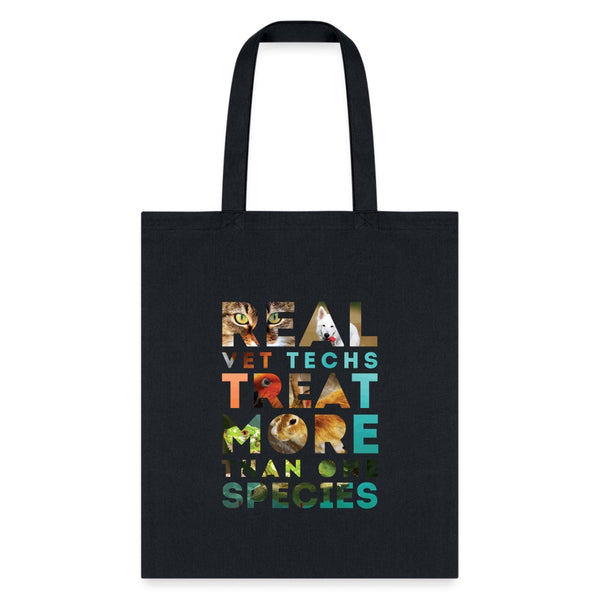 Real vet techs treat more than one species Cotton Tote Bag-Tote Bag | Q-Tees Q800-I love Veterinary