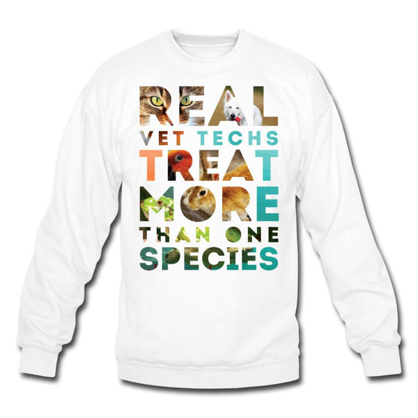 Real vet techs treat more than one species Crewneck Sweatshirt-Unisex Crewneck Sweatshirt | Gildan 18000-I love Veterinary