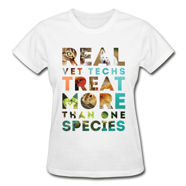 Real vet techs treat more than one species Gildan Ultra Cotton Ladies T-Shirt-Ultra Cotton Ladies T-Shirt | Gildan G200L-I love Veterinary