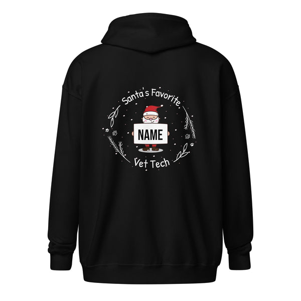 Santa's favorite Vet Tech Personalizable zip hoodie-Unisex Zip Hoodie | Gildan 18600-I love Veterinary