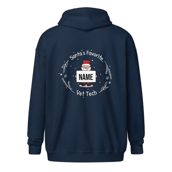 Santa's favorite Vet Tech Personalizable zip hoodie-Unisex Zip Hoodie | Gildan 18600-I love Veterinary
