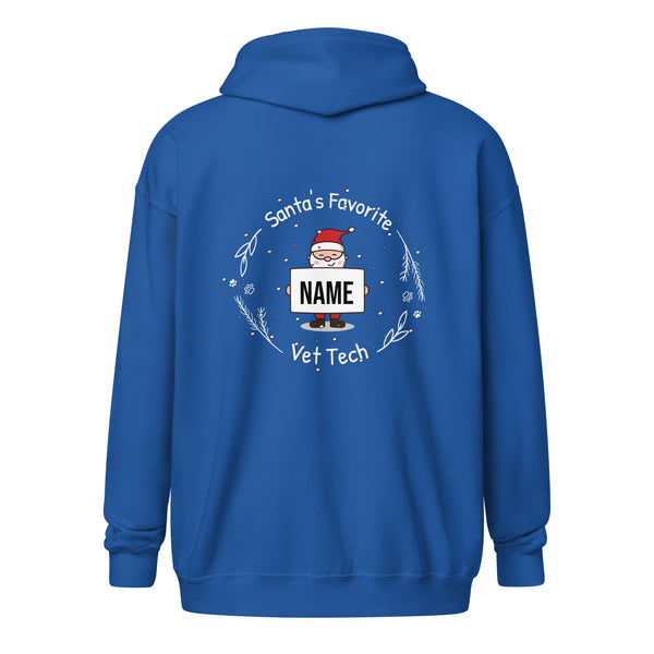 Santa's favorite Vet Tech Personalizable zip hoodie-Unisex Zip Hoodie | Gildan 18600-I love Veterinary