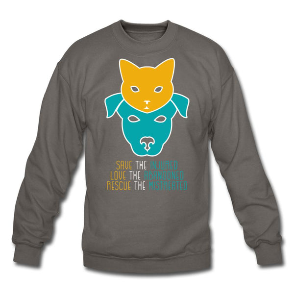 Save the injured, love the abandoned, rescue the mistreated Crewneck Sweatshirt-Unisex Crewneck Sweatshirt | Gildan 18000-I love Veterinary