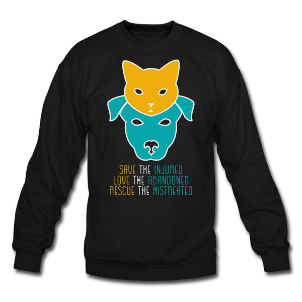 Save the injured, love the abandoned, rescue the mistreated Crewneck Sweatshirt-Unisex Crewneck Sweatshirt | Gildan 18000-I love Veterinary