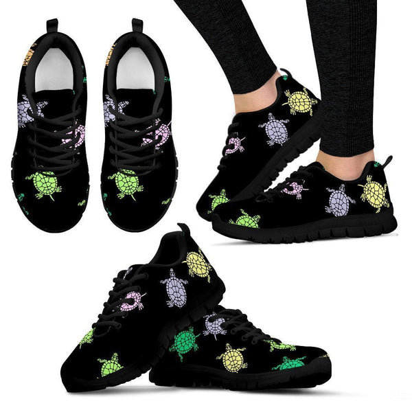 Sea Turtles - Black Women's Sneakers-Sneakers-I love Veterinary