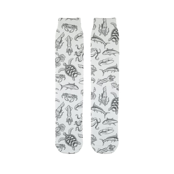 Sea world white pattern Sublimation Tube Sock-Sublimation Sock-I love Veterinary