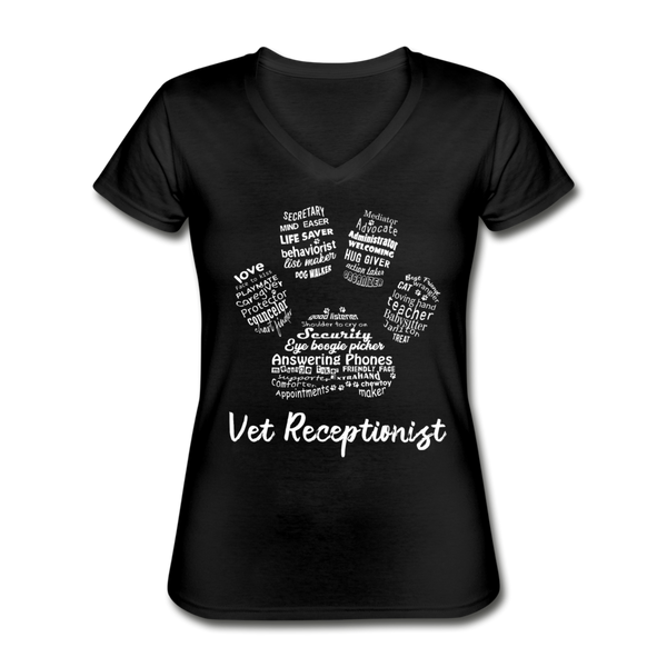 Vet Receptionist Pawprint Women's V-Neck T-Shirt-Women's V-Neck T-Shirt | Fruit of the Loom L39VR-I love Veterinary