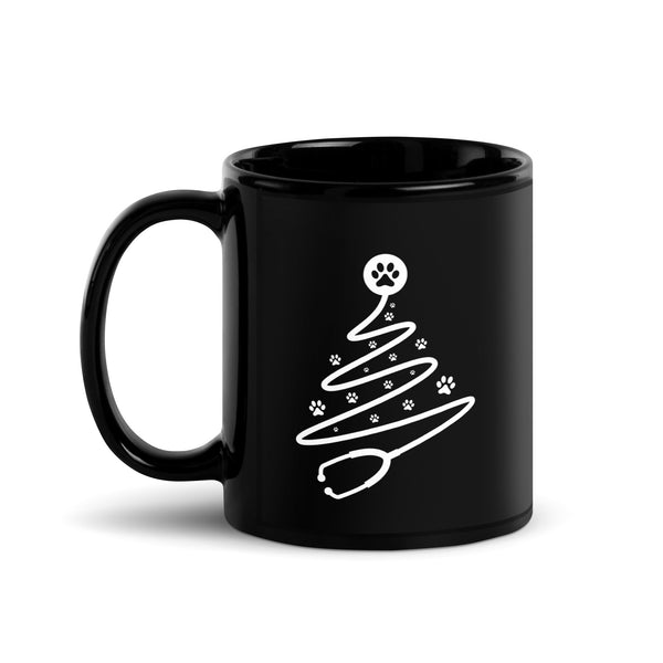 Stethoscope tree Full Color Mug-Black Glossy Mug-I love Veterinary