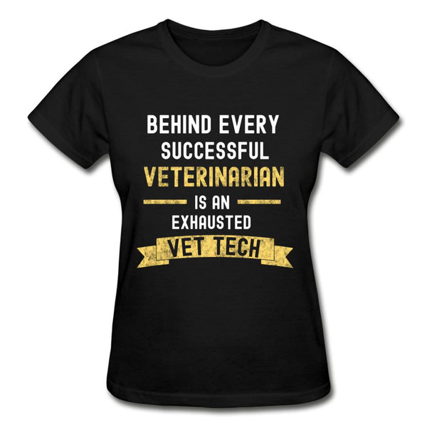 Successful Vet, Exhausted Vet Tech Gildan Ultra Cotton Ladies T-Shirt-Ultra Cotton Ladies T-Shirt | Gildan G200L-I love Veterinary