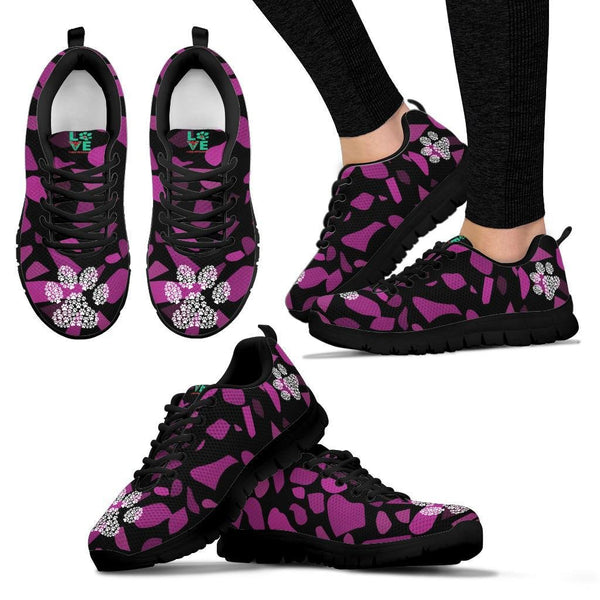 Terra Pattern Pink with Pawprints - Women's Sneakers-Sneakers-I love Veterinary
