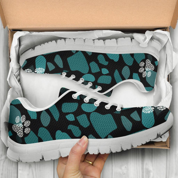 Terra Pattern with Pawprints - Women's Sneakers-Sneakers-I love Veterinary