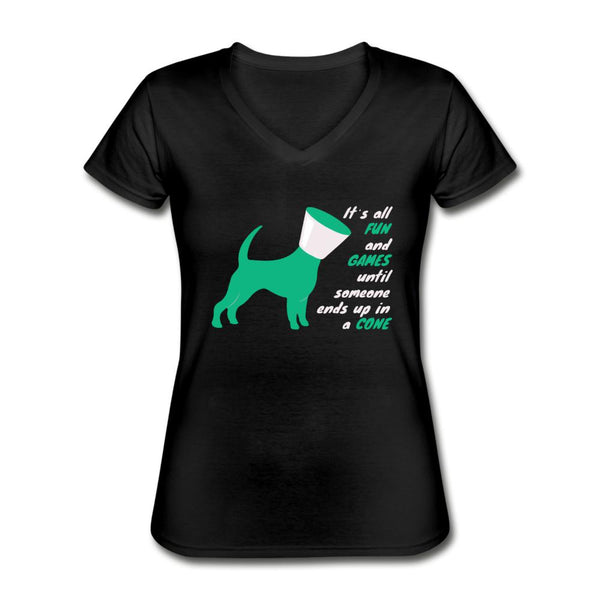 Until someone ends up in a cone Women's V-Neck T-Shirt-Women's V-Neck T-Shirt | Fruit of the Loom L39VR-I love Veterinary