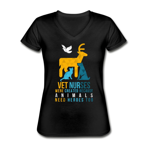 Vet nurses were created because animals need heroes too Women's V-Neck T-Shirt-Women's V-Neck T-Shirt | Fruit of the Loom L39VR-I love Veterinary