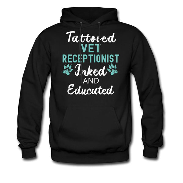 Vet Receptionist Inked and Educated Unisex Hoodie-Men's Hoodie | Hanes P170-I love Veterinary