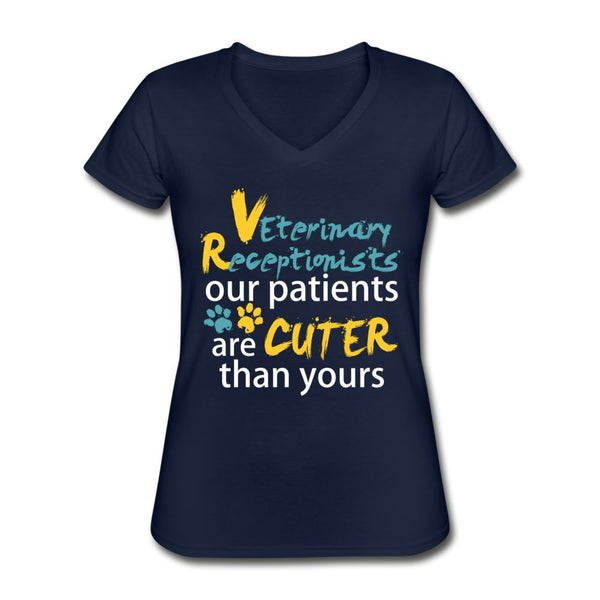 Vet Receptionist our patients are cuter than yours Our patients are cuter than yours Women's V-Neck T-Shirt-Women's T-Shirt | Fruit of the Loom L3930R-I love Veterinary
