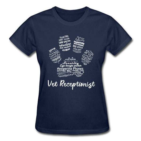 Vet Receptionist Pawprint Ultra Cotton Ladies T-shirt-Ultra Cotton Ladies T-Shirt | Gildan G200L-I love Veterinary