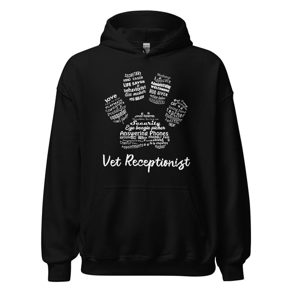 Vet Receptionist Pawprint Unisex Hoodie-Unisex Hoodie | Gildan 18500-I love Veterinary