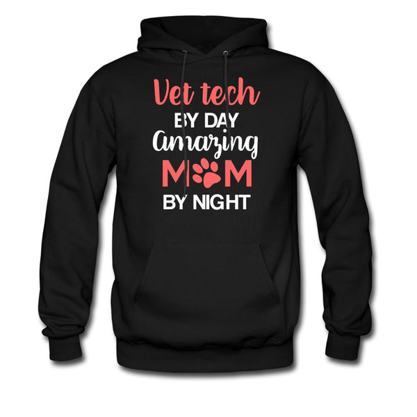 Vet Tech by day amazing Mom by night Unisex Hoodie-Men's Hoodie | Hanes P170-I love Veterinary