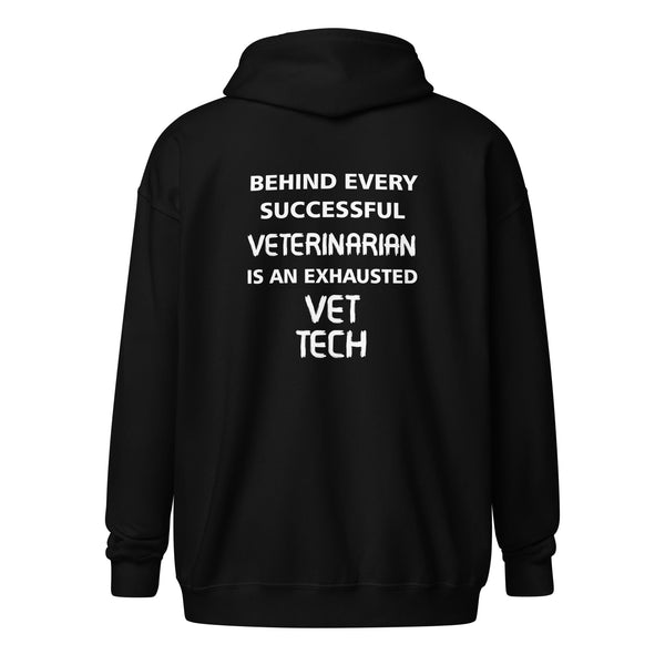 Vet Tech - Exhausted Unisex Zip Hoodie-Unisex Zip Hoodie | Gildan 18600-I love Veterinary