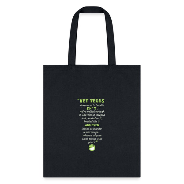 Vet Tech - Know how to handle it Cotton Tote Bag-Tote Bag | Q-Tees Q800-I love Veterinary
