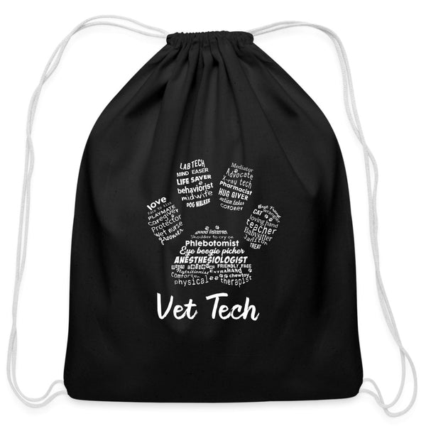 Vet Tech - Paw Print Cotton Drawstring Bag-Cotton Drawstring Bag | Q-Tees Q4500-I love Veterinary