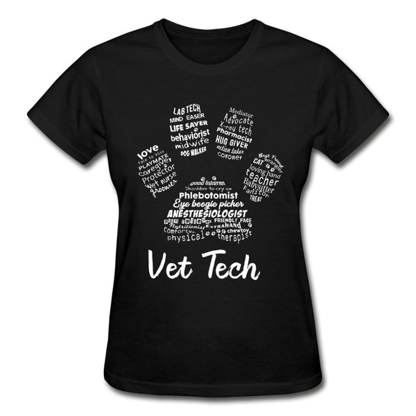 Vet Tech Paw Print Gildan Ultra Cotton Ladies T-Shirt-Ultra Cotton Ladies T-Shirt | Gildan G200L-I love Veterinary
