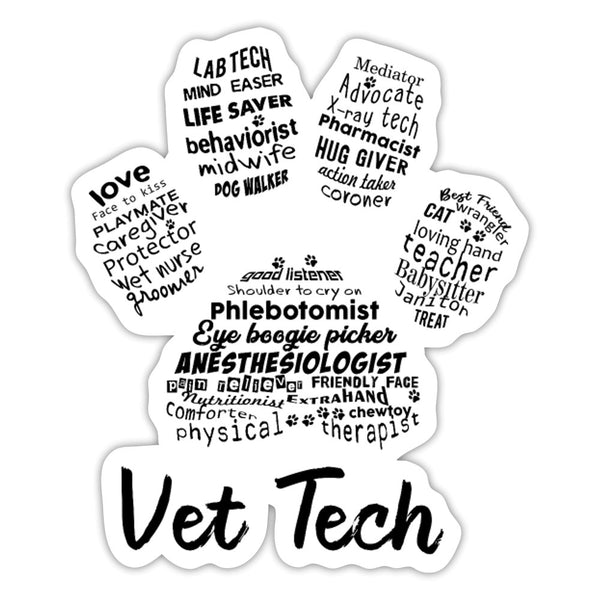 Vet Tech Paw Print Bubble-free stickers-Kiss-Cut Stickers-I love Veterinary