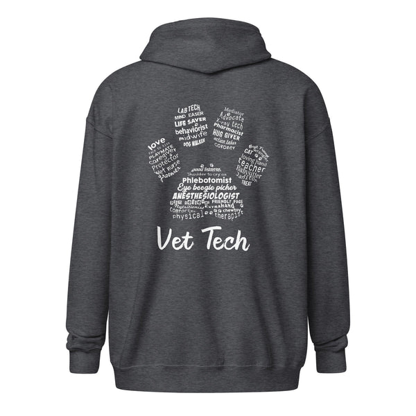 Vet Tech - Paw Print Unisex heavy blend zip hoodie-Unisex Zip Hoodie | Gildan 18600-I love Veterinary