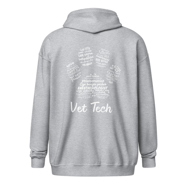 Vet Tech - Paw Print Unisex heavy blend zip hoodie-Unisex Zip Hoodie | Gildan 18600-I love Veterinary