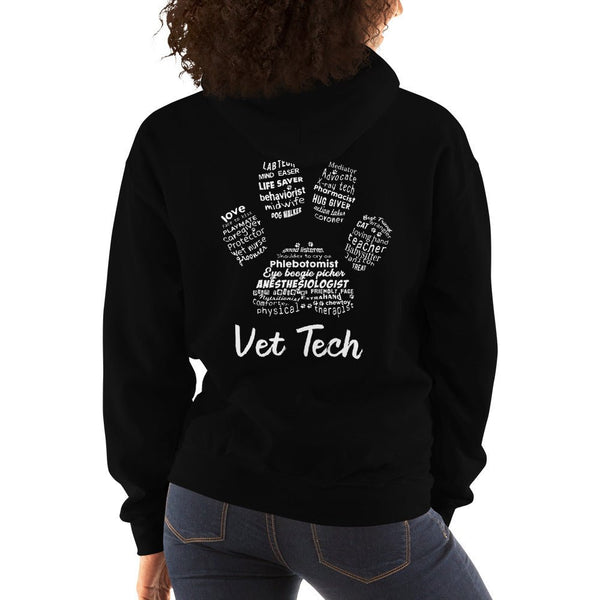 Vet Tech Pawprint (design on back) Unisex Hoodie-Unisex Hoodie | Gildan 18500-I love Veterinary