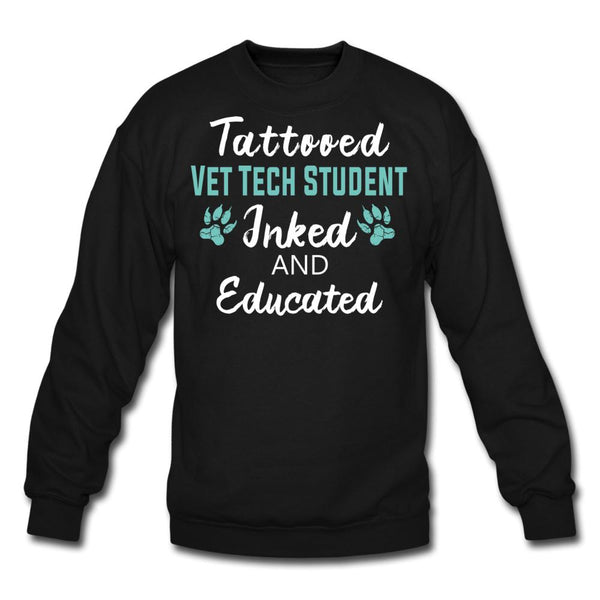 Vet Tech Student Inked and Educated Crewneck Sweatshirt-Unisex Crewneck Sweatshirt | Gildan 18000-I love Veterinary
