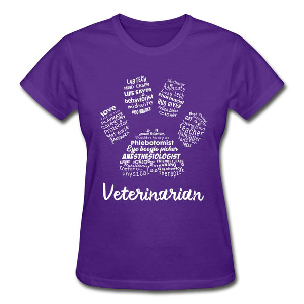 Veterinarian Paw Print Gildan Ultra Cotton Ladies T-Shirt-Ultra Cotton Ladies T-Shirt | Gildan G200L-I love Veterinary