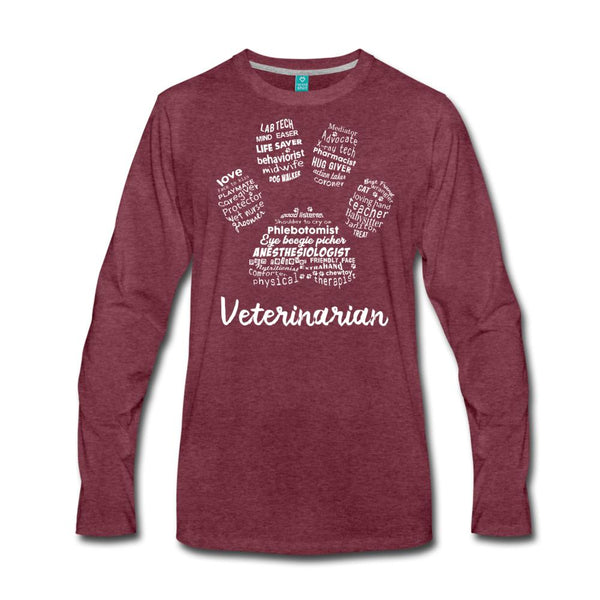 Veterinarian Paw Print Men's Premium Long Sleeve T-Shirt-Men's Premium Long Sleeve T-Shirt | Spreadshirt 875-I love Veterinary