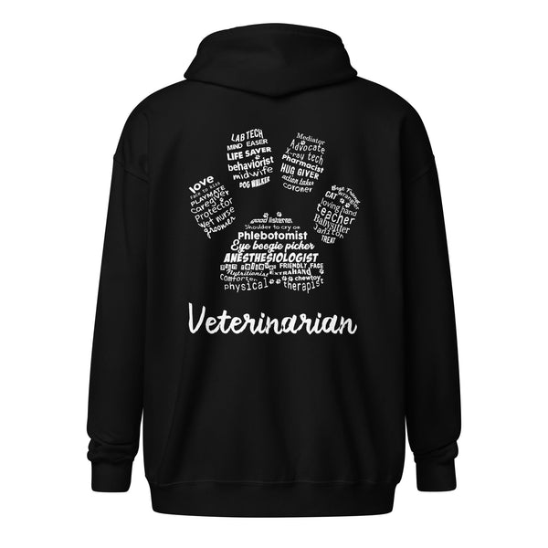 Veterinarian - Paw Print Unisex Zip Hoodie-Unisex Zip Hoodie | Gildan 18600-I love Veterinary