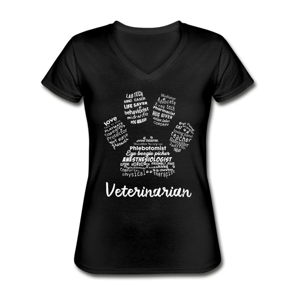 Veterinarian Paw Print Women's V-Neck T-Shirt-Women's V-Neck T-Shirt | Fruit of the Loom L39VR-I love Veterinary