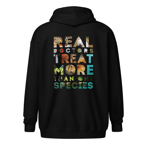 Veterinarian - Real doctors treat more than one species Unisex Zip Hoodie-Unisex Zip Hoodie | Gildan 18600-I love Veterinary